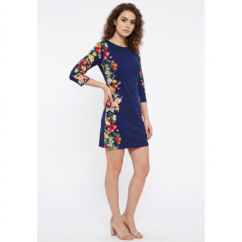 MISSGUIDED Neck Blue Shift Short Dress Women Size 6